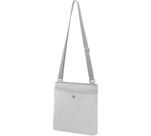 Сумка VICTORINOX Victoria Affinity, серебристая, нейлон/кожа/микрозамша, 25x4x27 см, 3 л