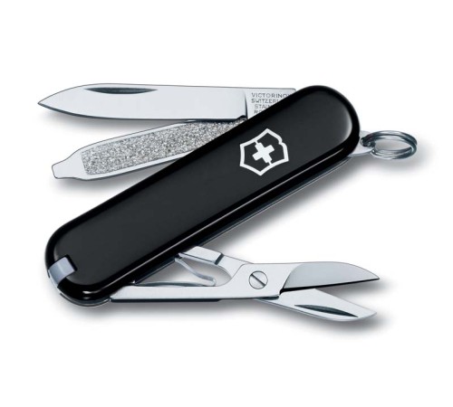 Нож-брелок VICTORINOX Classic SD, 58 мм, 7 функций, чёрный