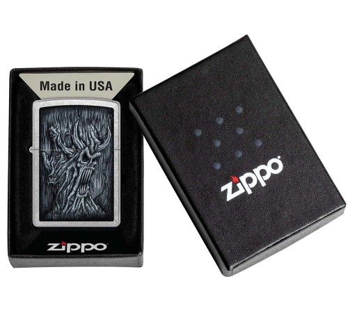 Зажигалка ZIPPO Evil Tree с покрытием Street Chrome, латунь/сталь, серебристая, 38x13x57 мм