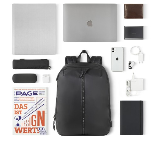 Рюкзак BUGATTI Blanc 15'', чёрный, тарпаулин/полиэстер, 32х15,5х45 см