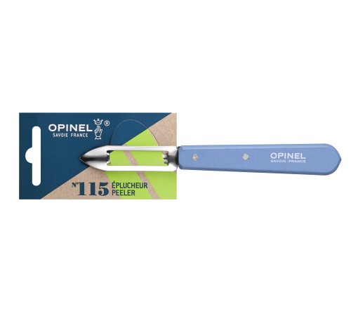 Нож для чистки овощей Opinel №115, деревянная рукоять, нержавеющая сталь, синий, блистер, 001932