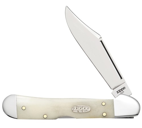 Нож перочинный ZIPPO Smooth Natural Bone Mini Copperlock, 92 мм, цвет слоновой кости + ЗАЖИГАЛКА 207