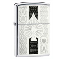 Зажигалка ZIPPO Ace с покрытием High Polish Chrome, латунь/сталь, серебристая, 38x13x57 мм