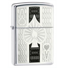 Зажигалка ZIPPO Ace с покрытием High Polish Chrome, латунь/сталь, серебристая, 38x13x57 мм