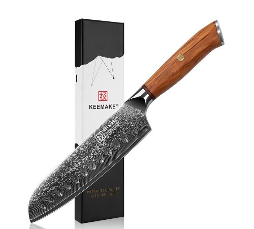 Нож сантоку из дамасской стали Keemake 7 Inch Santoku Knife Phoenix, бежевый