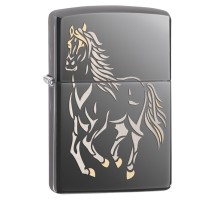 Зажигалка ZIPPO Classic с покрытием Black Ice ®, латунь/сталь, чёрная, глянцевая, 36x12x56 мм
