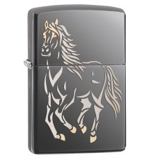 Зажигалка ZIPPO Classic с покрытием Black Ice ®, латунь/сталь, чёрная, глянцевая, 36x12x56 мм