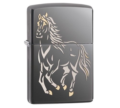 Зажигалка ZIPPO Classic с покрытием Black Ice ®, латунь/сталь, чёрная, глянцевая, 36x12x56 мм