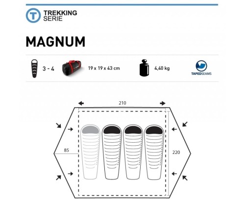 Палатка Trimm Trekking MAGNUM, песочный 3+1, 44128