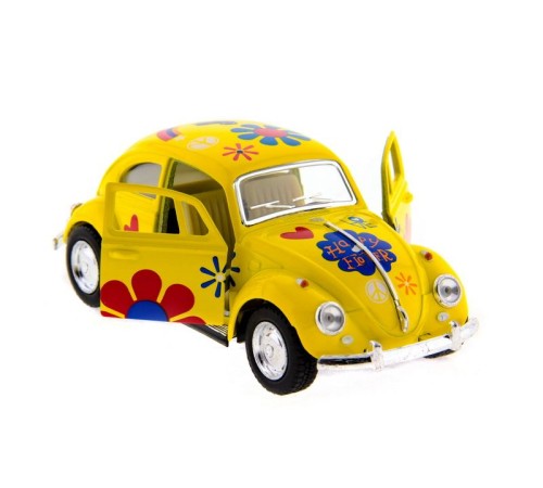 Машина Kinsmart 1967 Volkswagen Classical Beetle with printing инерция (1/12шт.) 1:32 б/к