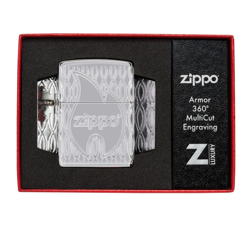 Зажигалка ZIPPO Armor® с покрытием High Polish Chrome, латунь/сталь, серебристая, 38x13x57 мм