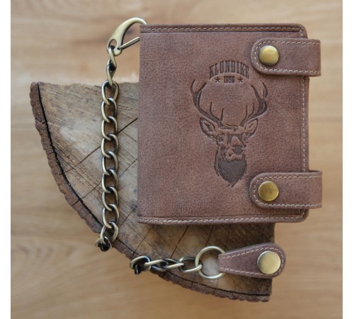 Бумажник KLONDIKE «Tim Deer», натуральная кожа в светло-коричневом цвете, 10,5 х 12,5 х 2,5 см