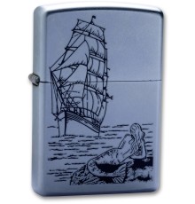 Зажигалка ZIPPO Mermaid, с покрытием Satin Chrome™, латунь/сталь, серебристая, матовая, 38x13x57 мм