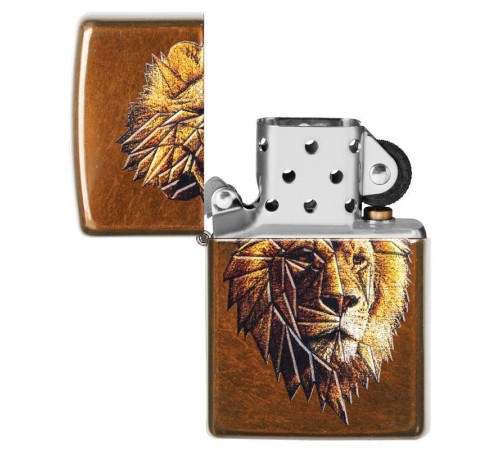 Зажигалка ZIPPO Polygonal Lion с покрытием Toffee™, латунь/сталь, медная, матовая, 36x12x56 мм