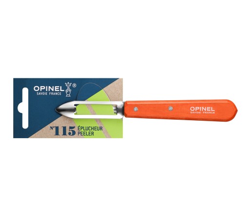 Нож для чистки овощей Opinel №115, деревянная рукоять, нержавеющая сталь, красный, блистер, 001931