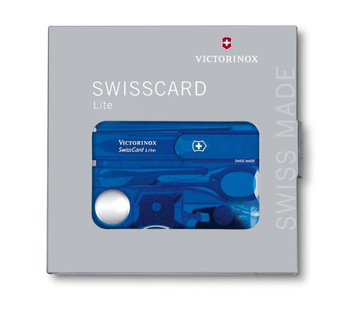 Швейцарская карточка VICTORINOX SwissCard Lite, 13 функций, полупрозрачная синяя