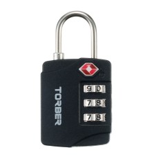 Замок кодовый TSA TORBER, черный, цинковый сплав, 3,3 x 1,4 x 6,4 см