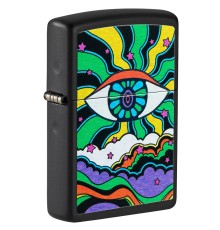 Зажигалка ZIPPO Black Light Eye с покрытием Black Matte, латунь/сталь, чёрная, матовая, 38x13x57 мм
