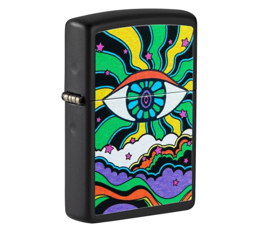 Зажигалка ZIPPO Black Light Eye с покрытием Black Matte, латунь/сталь, чёрная, матовая, 38x13x57 мм