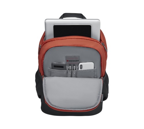 Рюкзак WENGER Quadma 16'', кирпичный/черный, полиэстер, 33x17x43 см, 22 л