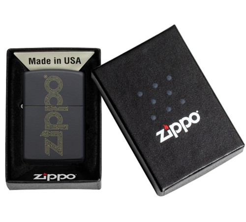 Зажигалка ZIPPO Zippo Design с покрытием Black Matte, латунь/сталь, чёрная, матовая, 38x13x57 мм