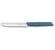 Нож столовый VICTORINOX Swiss Modern, волнистое лезвие 11 см с закруглённым кончиком, синий