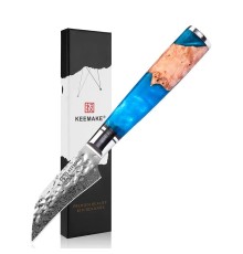 Нож из дамасской стали для овощей Keemake 3 Inch Peeling Knife, синий + бежевый