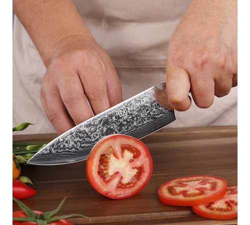 Нож шеф-повара из дамасской стали Keemake 6,5 Inch Chef Knife, черный