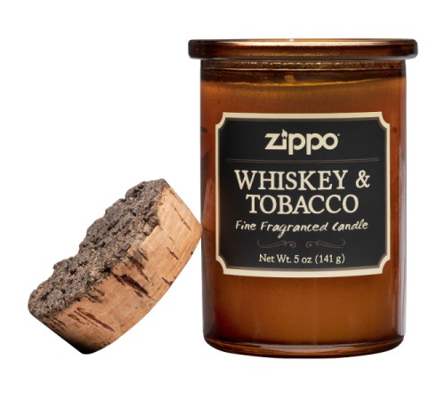Ароматизированная свеча ZIPPO Whiskey & Tobacco, воск/хлопок/кора древесины/стекло, 70x100 мм