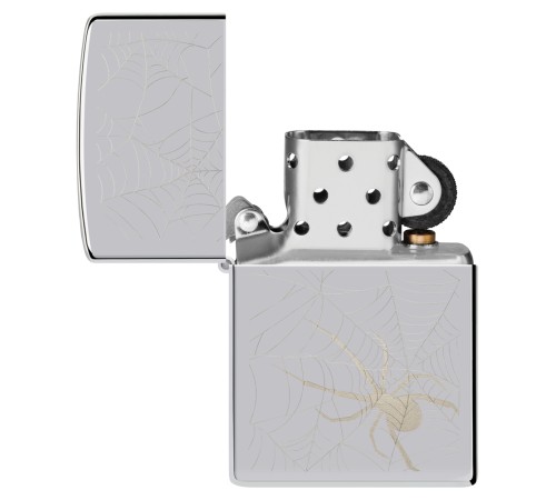Зажигалка ZIPPO Spider Design с покрытием High Polish Chrome, латунь/сталь, серебристая, 38x13x57 мм