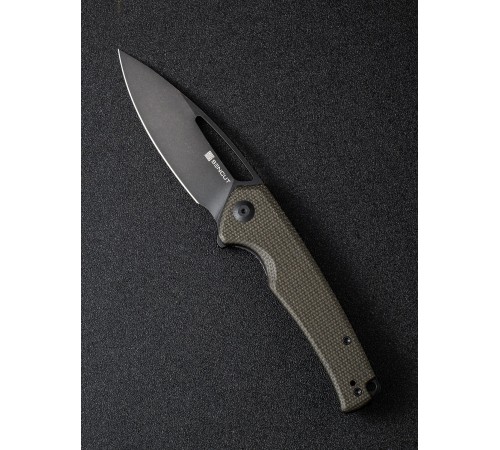 Складной нож SENCUT Mims 9Cr18MoV Steel Black Stonewashed Handle Dark Green Canvas Micarta