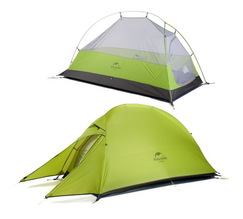 Палатка 1-местная Naturehike сверхлегкая + коврик Сloud up NH18T010-T, 20D , светло-зеленый, 6927595730515