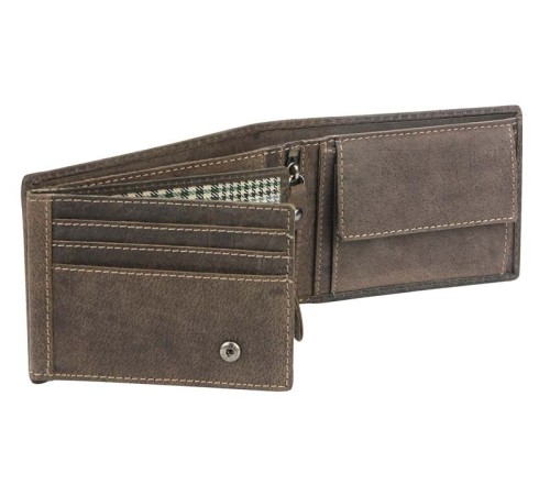 Портмоне WENGER Canvas Hunter, коричневый, воловья кожа/ткань, 9×3×12 см
