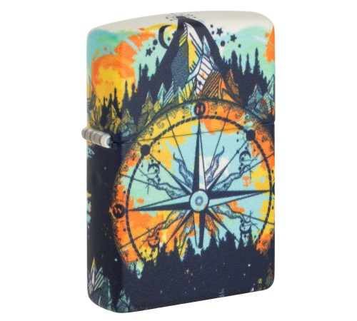 Зажигалка ZIPPO Compass с покрытием Glow In The Dark Green, латунь/сталь, разноцветная, 38x13x57 мм