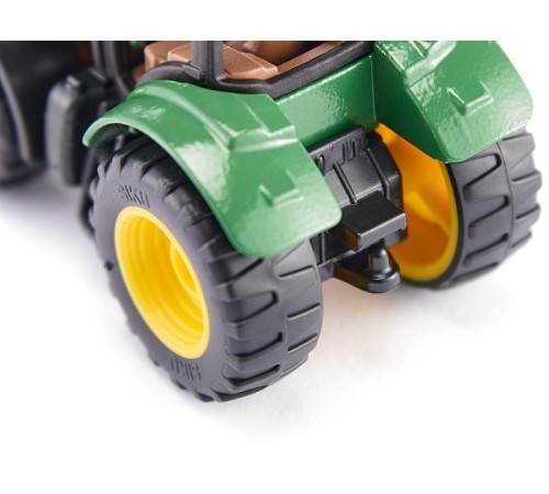 Трактор Siku 1540 John Deere с фронтальным погрузчиком для захвата брёвен