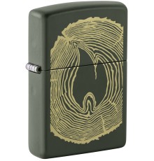 Зажигалка ZIPPO Wood Ring с покрытием Green Matte, латунь/сталь, зеленая, матовая, 38x13x57 мм