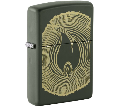 Зажигалка ZIPPO Wood Ring с покрытием Green Matte, латунь/сталь, зеленая, матовая, 38x13x57 мм