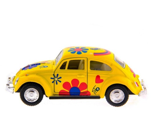 Машина Kinsmart 1967 Volkswagen Classical Beetle with printing инерция (1/12шт.) 1:32 б/к