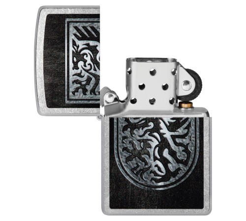 Зажигалка ZIPPO Dragon Design с покрытием Street Chrome, латунь/сталь, серебристая, 38x13x57 мм