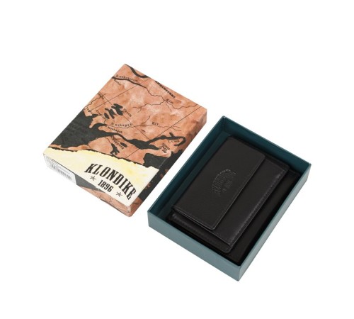 Мини-бумажник KLONDIKE Claim, натуральная кожа в черном цвете, 10,5 х 2 х 7,5 см
