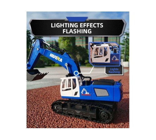 Радиоуправляемый экскаватор HUI NA TOYS, синий 2.4G 9CH 1/18 RTR
