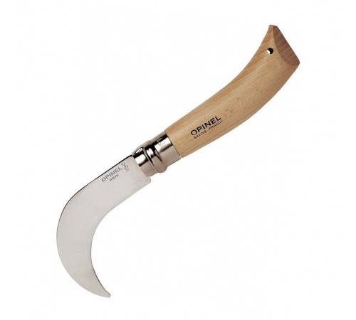 Нож садовый Opinel №10, нержавеющая сталь, с изогнутым лезвием, блистер, 000657