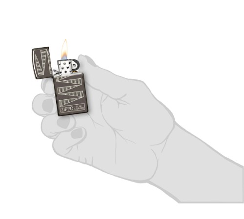 Зажигалка 65th Anniversary Zippo Slim® с покрытием Black Ice®, латунь/сталь, чёрная, 29x10x60 мм