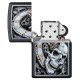 Зажигалка ZIPPO Skull Clock с покрытием Black Matte, латунь/сталь, чёрная, матовая, 38x13x57 мм
