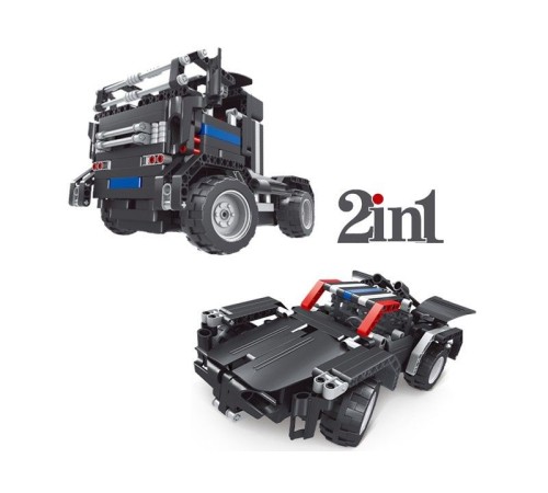 Р/У конструктор Qihui Mechanical Master 2 в 1 Тягач и Спорткар (486 деталей)