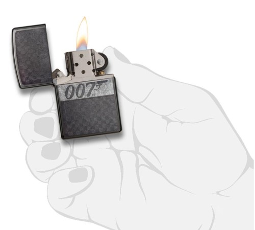 Зажигалка ZIPPO James Bond 007™ с покрытием Black Ice®, латунь/сталь, чёрная, глянцевая, 38x13x57 мм