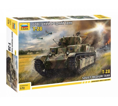 Сборная модель ZVEZDA Советский средний танк Т-28 , 1/72