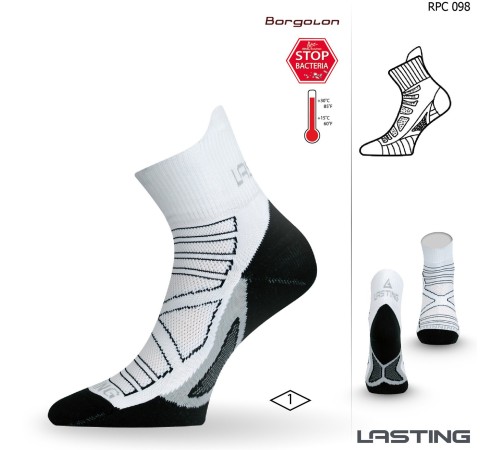 Носки Lasting RPC 098, microfiber+polypropylene, белый с черной подошвой и серой полоской, размер L, RPC098-L