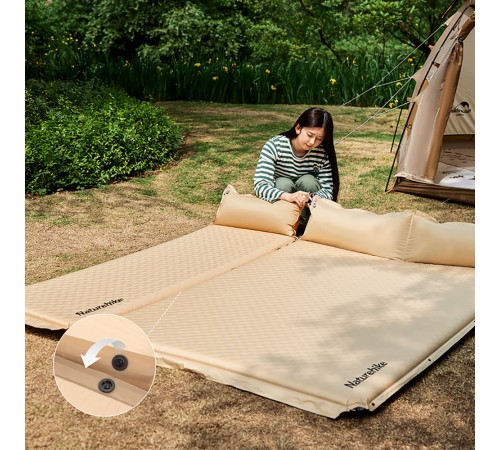 Коврик Naturehike CNK2300DZ014 D01 самонадувной с подушкой бежевый 3см, 6976507663397