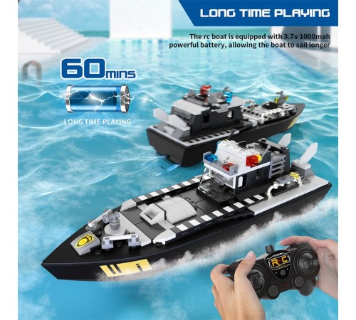 Радиоуправляемый катер Flytec V103 конструктор 2 в 1 (169 деталей) 2.4G RTR
